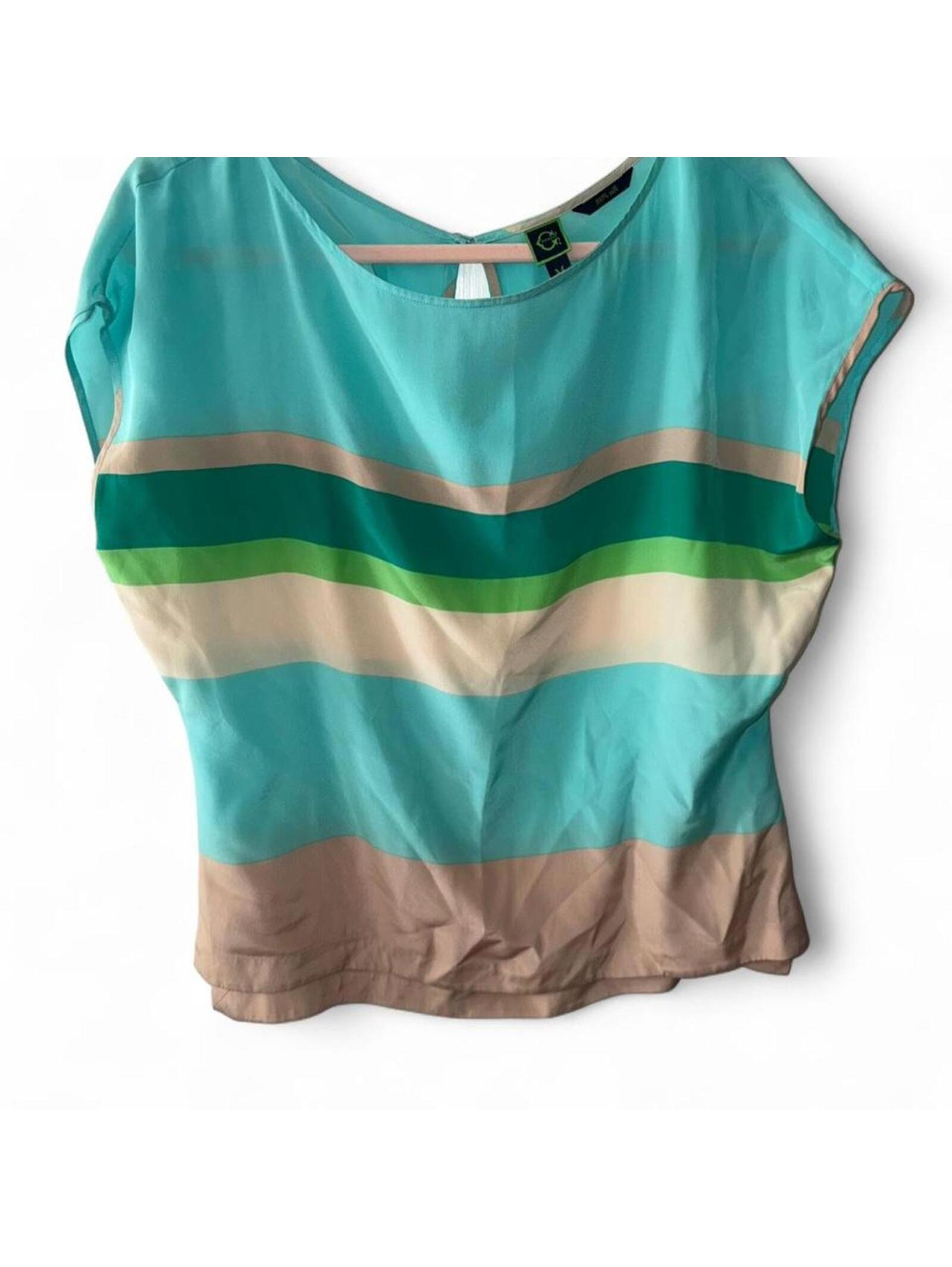 100 Silk Multicoloured Striped Blouse
